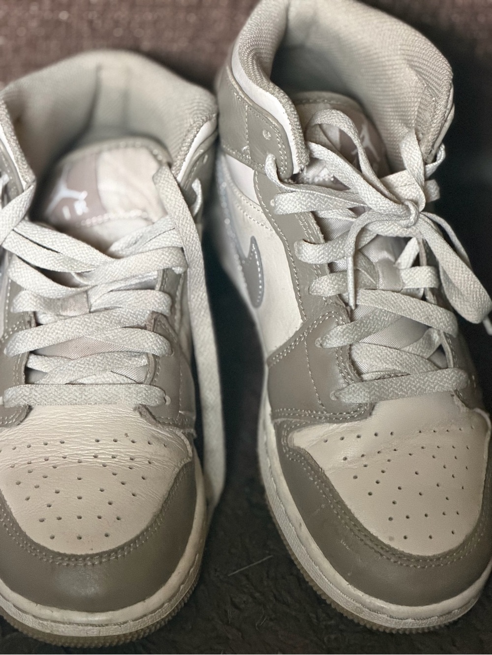 Nike Kids High-Top Sneakers in Gray and White